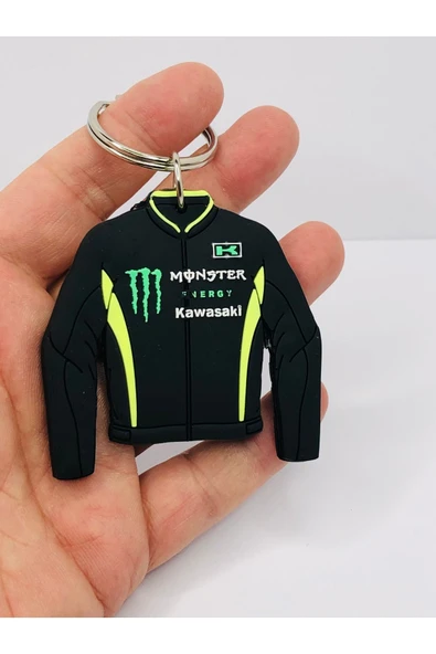 Monster Kawasaki Motorcu Ceket Kauçuk Anahtarlık