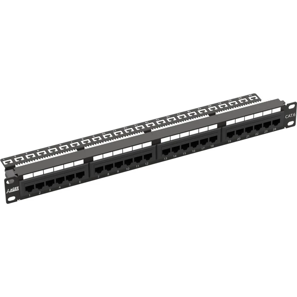 AGER AC-611-24E 8P8C,LSA,ALTIN KONTAK 24 PORT CAT6 DOLU 1U ZIRHSIZ PATCH PANEL - 5