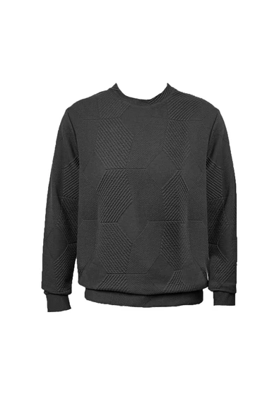 Süvari Bol Kesim O Yaka Kapitone Etnik Desenli Lacivert Sweatshirt - 5
