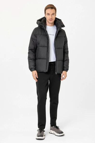 Süvari Slim Fit Dolum Siyah Erkek Mont - 6