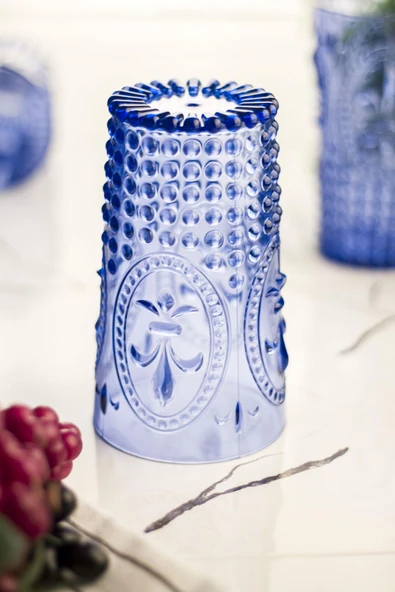 Akrilik Mavi 6'lı Uzun Bardak & Su Meşrubat Bardağı 750 ml ( Büyük Boy & Cam Değildir ) - 3