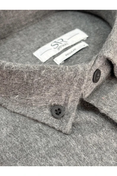 Süvari Bol Kesim Cepli Bej Düz Flanel Kışlık Erkek Gömlek - 12