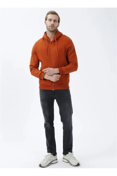 Süvari Kapüşonlu Fermuarlı Yaka Regular Kalıp Düz Antrasit Sweatshirt - 11