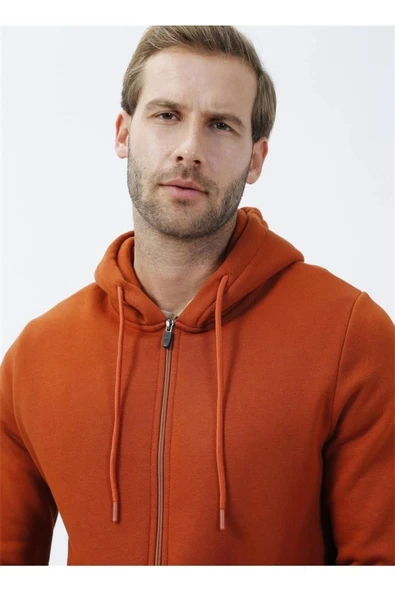 Süvari Kapüşonlu Fermuarlı Yaka Regular Kalıp Düz Antrasit Sweatshirt - 8