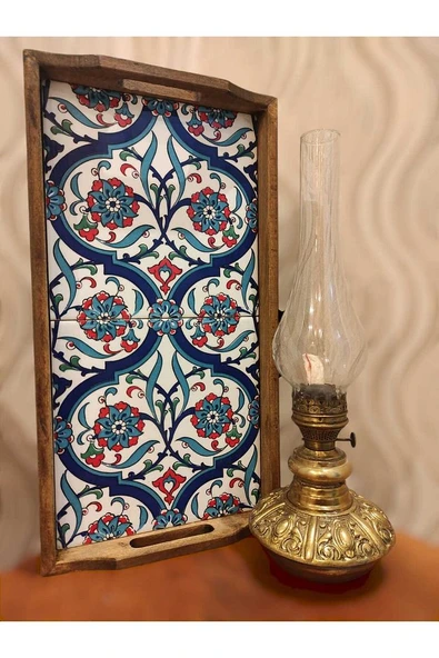 20 X 40 Cm Çini Mia-1020 Ahşap Fırınlanmış Kuru Kayın Çinili Sunum Tepsi - 9