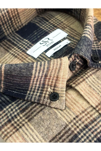 Süvari Bol Kesim Cepli Kırmızı Ekose Flanel Kışlık Gömlek - 8