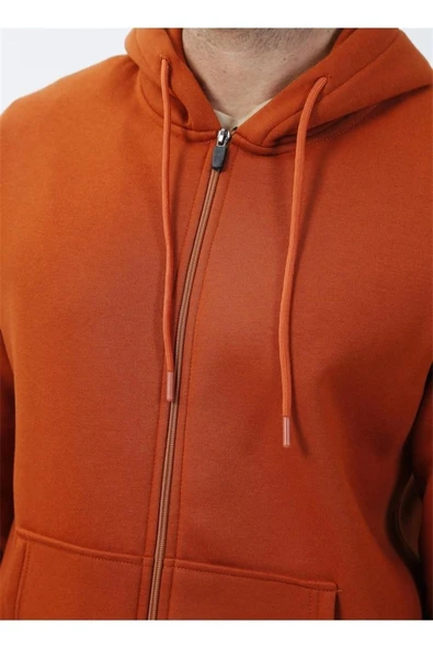 Süvari Kapüşonlu Fermuarlı Yaka Regular Kalıp Düz Antrasit Sweatshirt - 12