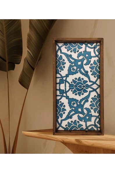 20 X 40 Cm Çini Mia-1020 Ahşap Fırınlanmış Kuru Kayın Çinili Sunum Tepsi - 3