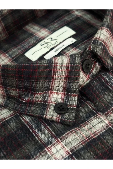 Süvari Bol Kesim Cepli Kırmızı Ekose Flanel Kışlık Gömlek - 6