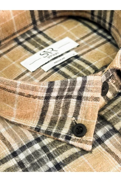 Süvari Bol Kesim Cepli Kırmızı Ekose Flanel Kışlık Gömlek - 12