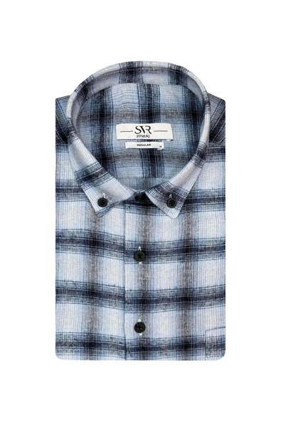 Süvari Bol Kesim Cepli Kırmızı Ekose Flanel Kışlık Gömlek - 9