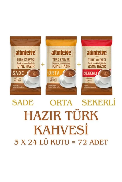 Hazır Türk Kahvesi 3'Ü BİRARADA  SADE-ORTA-ŞEKERLİ  3X 24 Lü Kutu - Resim 2