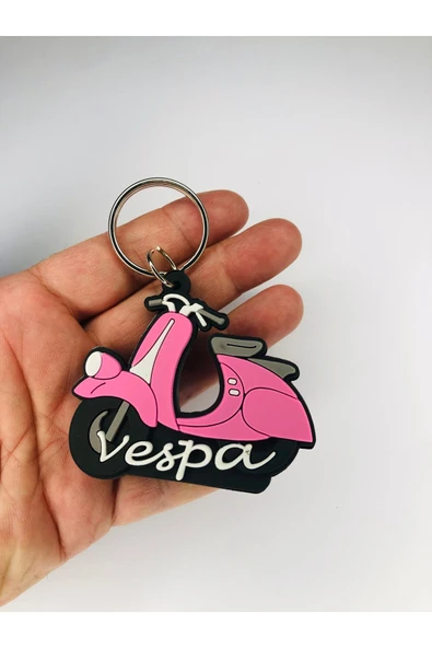 Pembe Renk Vespa Motorsiklet Anahtarlık