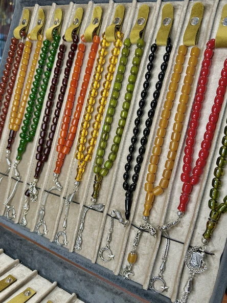 12 ADET SIKMA - ÇUBUK KEHRİBAR TESBİH KARIŞIK RENK/MODEL T-451-9 - 3