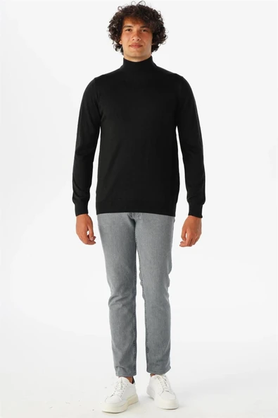 Süvari Rahat Kalıp Yarım Balıkçı Yünlü Ekru Triko - 10