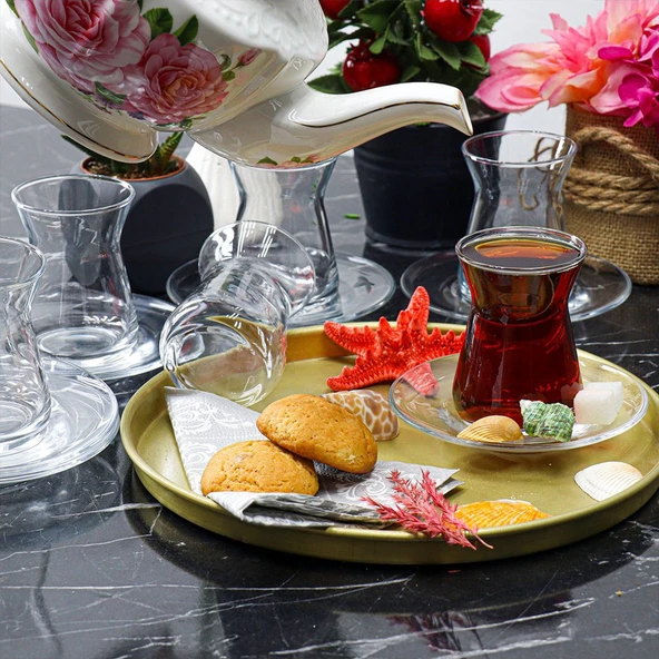 Paşabahçe İrem Çay Bardağı Takmı 6 Kişilik Bardak Tabak Seti 132 CC 96354 - 4