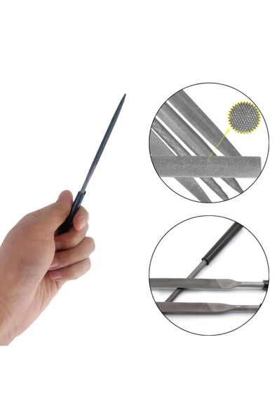 Hobi Ege Seti 6 Parça Mini Eğe İğne Model Demir Metal Törpü Eğe 18 Cm Metal Elmas İğne Seti - 3