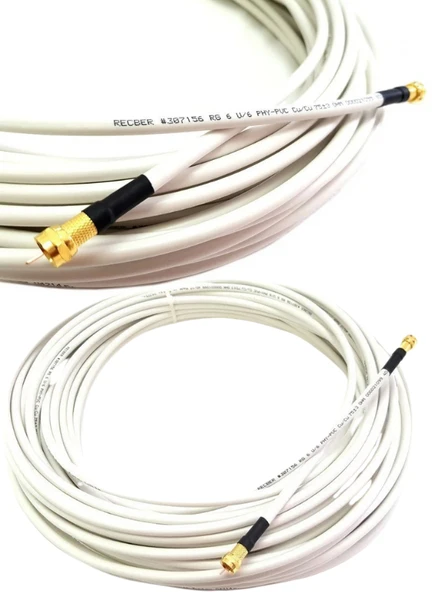 Reçber RG 6 U/6 Koaksiyel Uydu (Anten) Kablosu Beyaz Cu/Cu (Tam Bakır) 307156 - 2