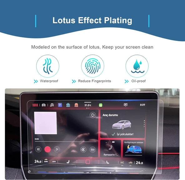 Volkswagen ID4 Crozz Pro Paket 2022-2023 Model Multimedya Uyumlu 9H Nano Ekran Koruyucu - Resim 2