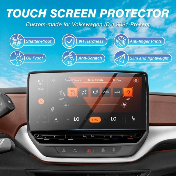 Volkswagen Golf Impression 2024 Model 10.3 inç Multimedya Navigasyon Uyumlu 9H Nano Ekran Koruyucu - 2