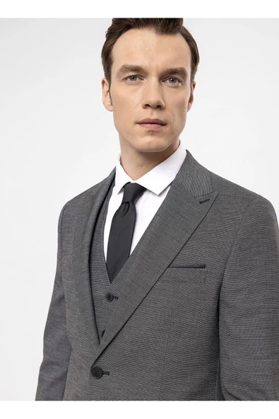 Süvari Normal Bel Slim Fit Antrasit Erkek Takım Elbise TK1020000271 - 2