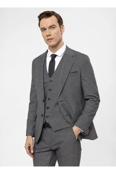 Süvari Normal Bel Slim Fit Antrasit Erkek Takım Elbise TK1020000271 - 4