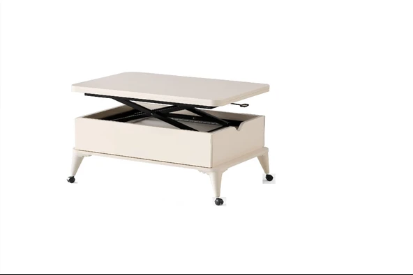 Zerenland 1299 Tekerlekli Çift Çekmeceli Akıllı Sehpa, Sihirli Sehpa, Orta Sehpa, Laptop Masası - 4