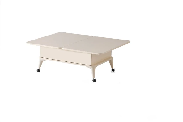 Zerenland 1299 Tekerlekli Çift Çekmeceli Akıllı Sehpa, Sihirli Sehpa, Orta Sehpa, Laptop Masası - 3