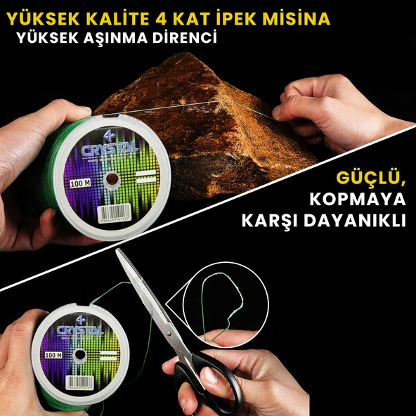 Crystal HDPE Nano İpek Misina 4 Kat 0.38 mm 100 mt - 2