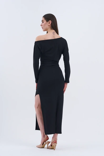 Trend Kadın Asaletin Ve Zarafetin Zamansız Buluşması Düz Uzun Elbisemiz - 7