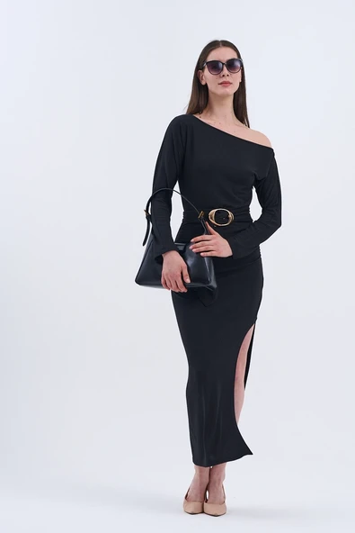 Trend Kadın Asaletin Ve Zarafetin Zamansız Buluşması Düz Uzun Elbisemiz - 12