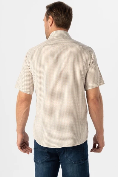 Kısa Kol Regular Kalıp Kareli Gömlek - 8