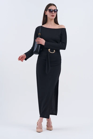 Trend Kadın Asaletin Ve Zarafetin Zamansız Buluşması Düz Uzun Elbisemiz - 8