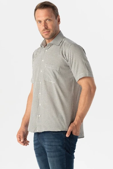 Kısa Kol Regular Kalıp Kareli Gömlek - 4