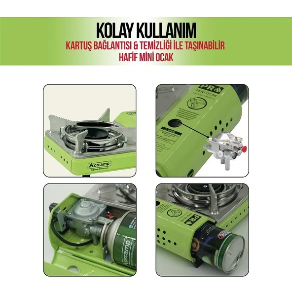 Orcamp Tekli Çantalı Mini Portatif Ocak Yeşil CK-506 - Resim 6