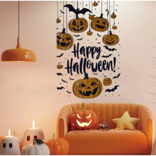 Halloween Temalı Balkabaklı Duvar Sticker Seti - 2