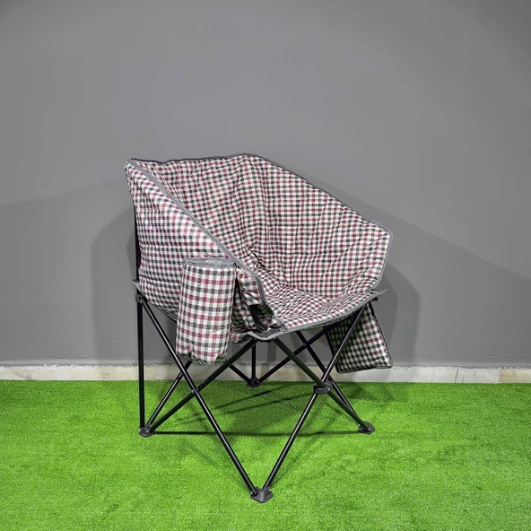 Argeus Balcony Comfort Katlanabilir Kamp Sandalyesi Kare Desenli - Resim 6