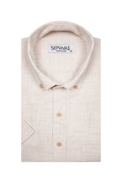 Kısa Kollu Yeşil Erkek Gömlek Bol Kesim Tam Pamuk - 5