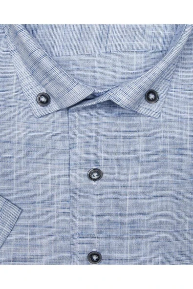 Kısa Kollu Yeşil Erkek Gömlek Bol Kesim Tam Pamuk - 4