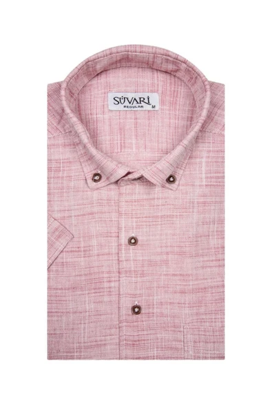 Kısa Kollu Yeşil Erkek Gömlek Bol Kesim Tam Pamuk - 7