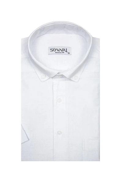 Kısa Kollu Yeşil Erkek Gömlek Bol Kesim Tam Pamuk - 11