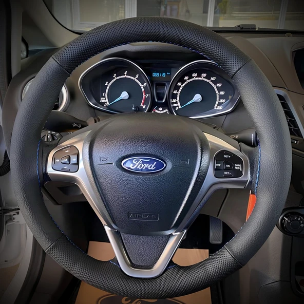 DİKİŞLİ DİREKSİYON KILIFI SİYAH DERİ İ.TH.A.L NOKTALI DERİ SİYAH DİKİŞLİ F. CURRİER İÇİN ürün görseli