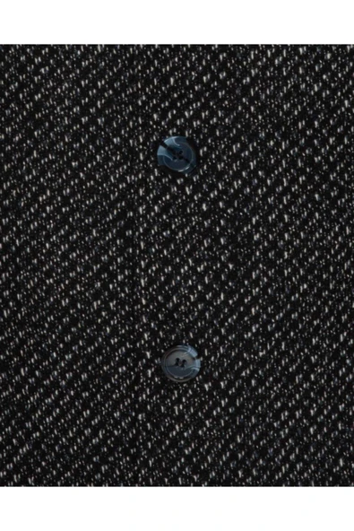 Süvari Rahat Kalıp Düz Sivri Yaka Siyah Erkek Kaban - 9