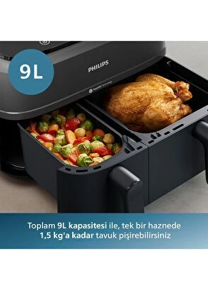 Philips Airfryer NA350/00 Çift Hazneli Fritöz 9L - Resim 3