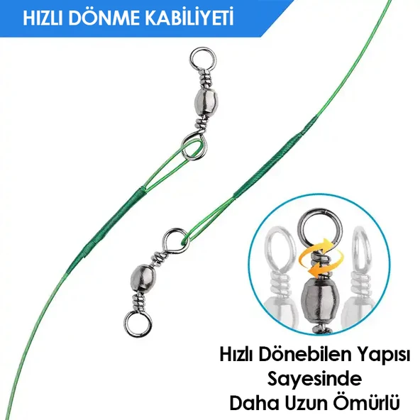 Fishack Klipsli Fırdöndülü Çelik Tel 72'li Kartela Set - 3