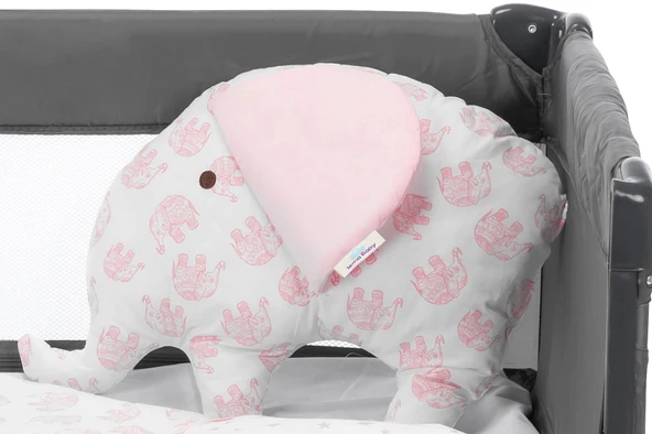 Sema Baby 6 Parça Lüks Park Yatak Bebek Uyku Seti - Pembe Fil - 3