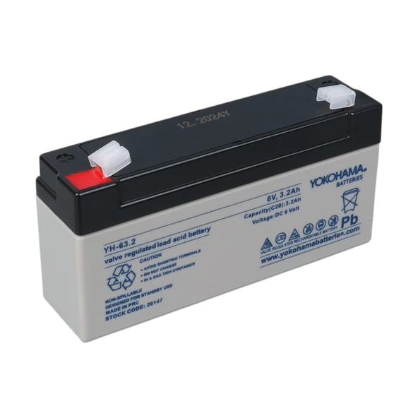 YOKOHAMA YH-63.2 6 VOLT - 3.2 AMPER AKÜ (125 X 33 X 60 MM)