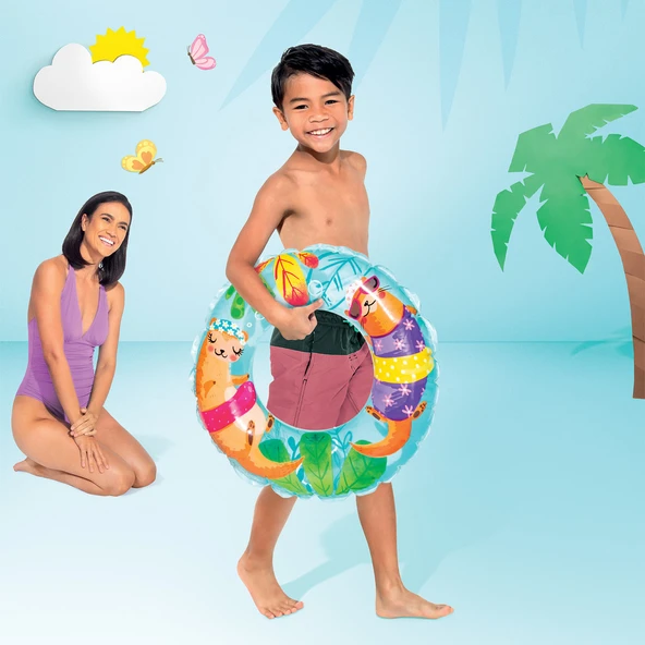Intex Şeffaf Desenli Çocuk Yüzme Simidi Gök Mavisi 61cm (59242) - 2