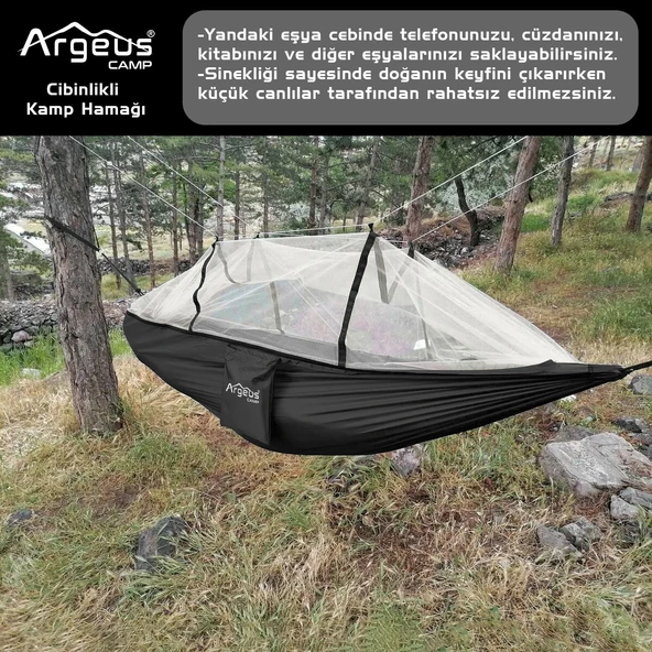 Argeus Cibinlikli Kamp Hamağı Siyah - 3