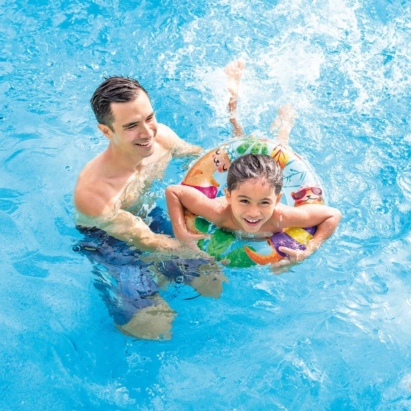 Intex Şeffaf Desenli Çocuk Yüzme Simidi Gök Mavisi 61cm (59242) - 3